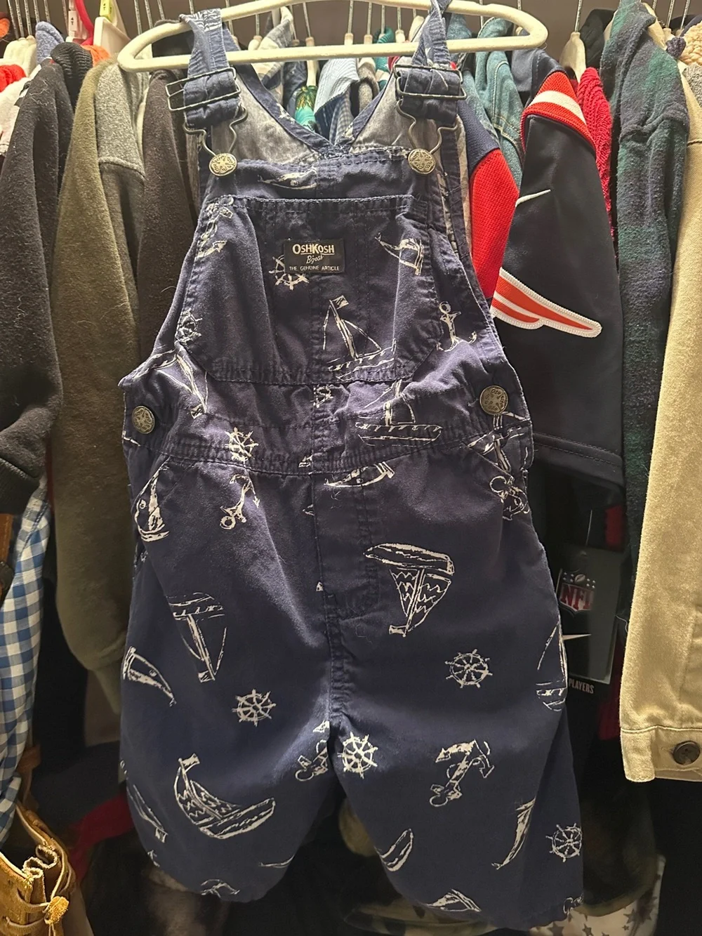 Oshkosh Navy Blue Overalls Shorts- Nautical Sailor- toddler 4T
